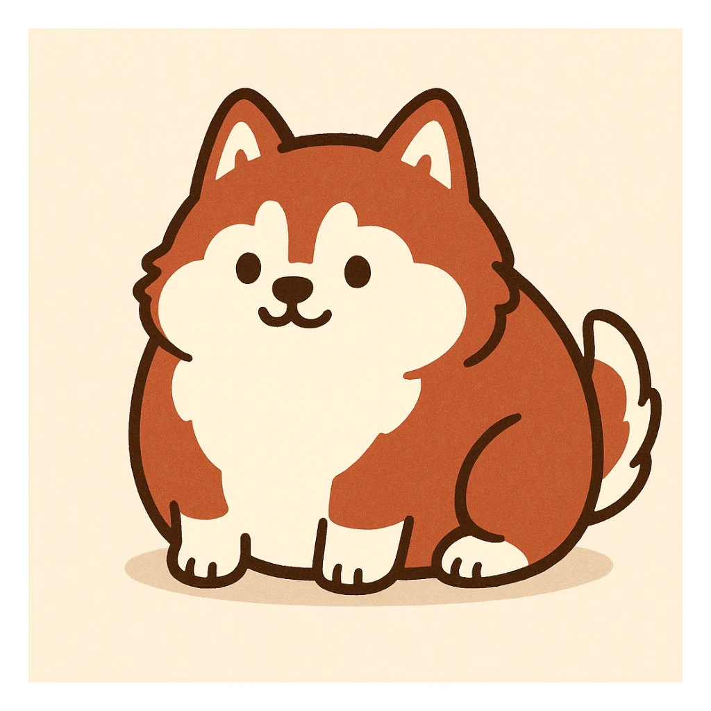 pusheen-style chonky red siberian husky sticker