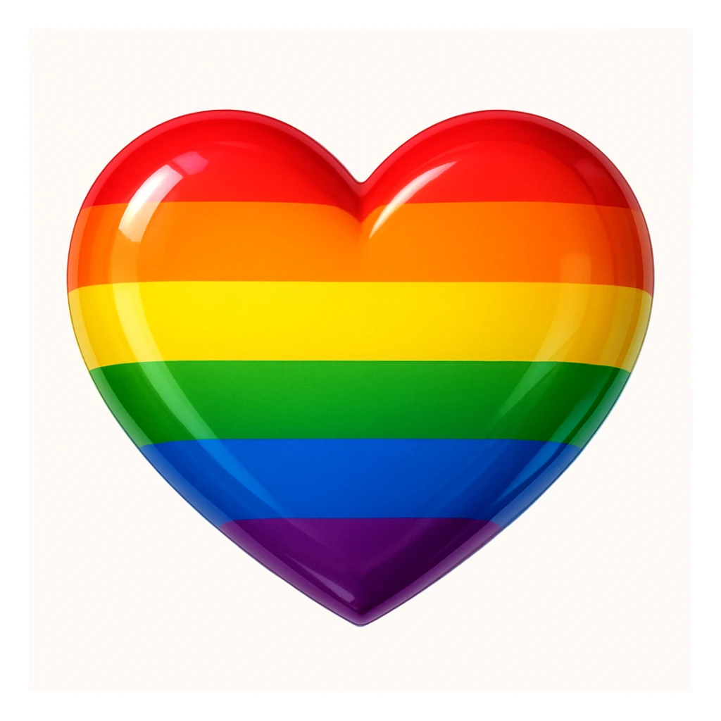 gay pride rainbow heart, bright and cheerful, glossy finish sticker