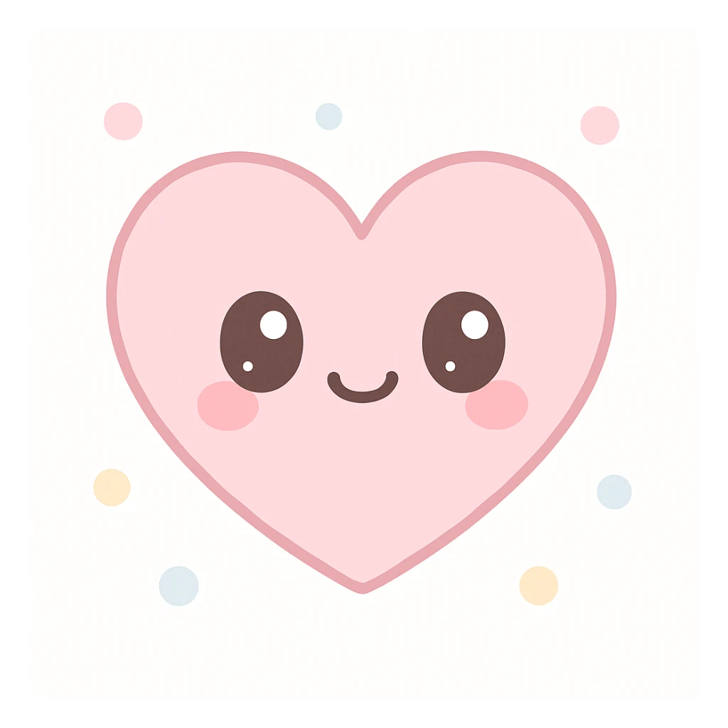 pink heart with a smiling face, kawaii style sticker