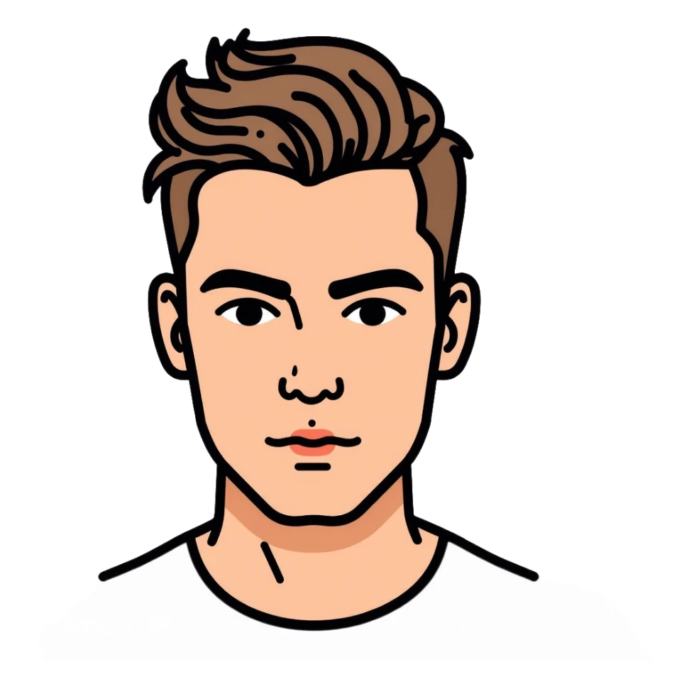 young man face, modern haircut sticker