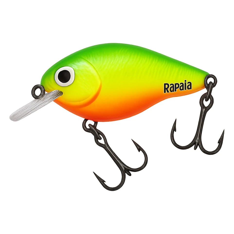 bright chartreuse and orange Rapala fishing lure side view sticker
