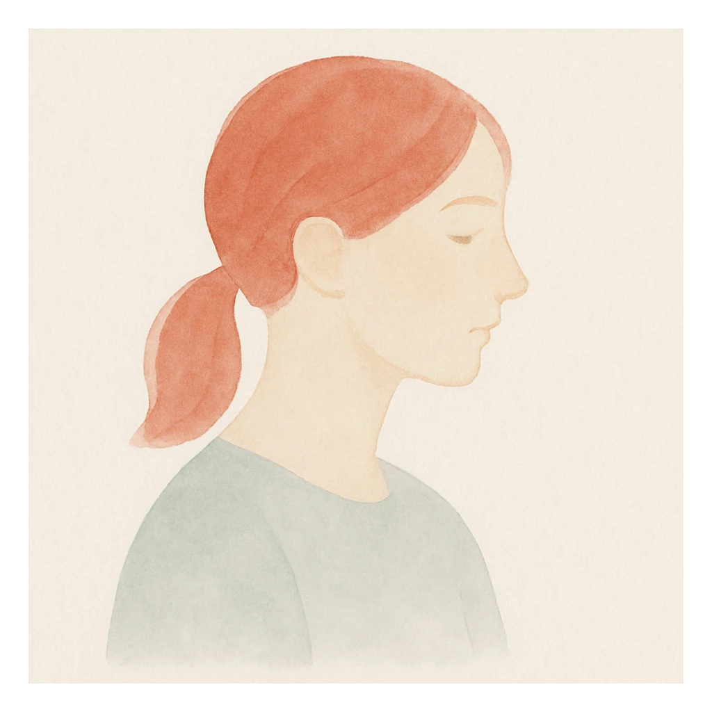 woman with red hair, soft watercolor style sticker