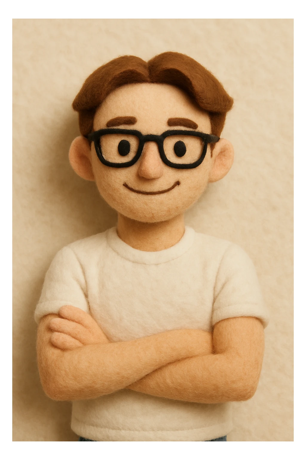 Recreate this person as a plush portrait, soft and fluffy texture, pastel colors, centered composition, no background, in the plush portrait style. sticker