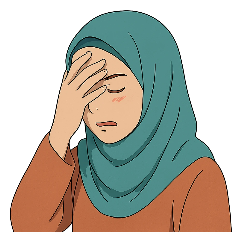 ghibli style woman in hijab facepalming sticker