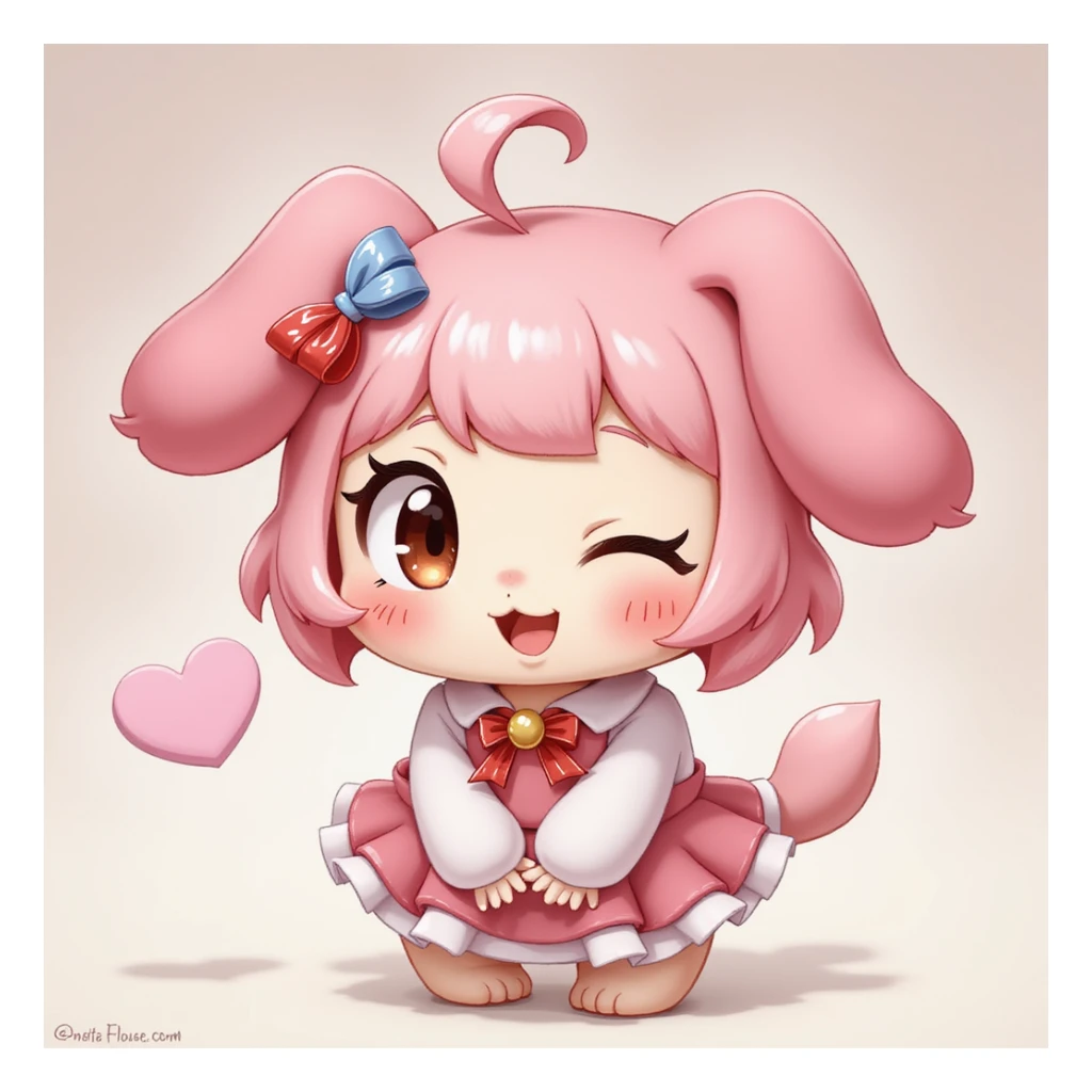 My Melody character, photorealistic style, winking, playful pose, high detail sticker
