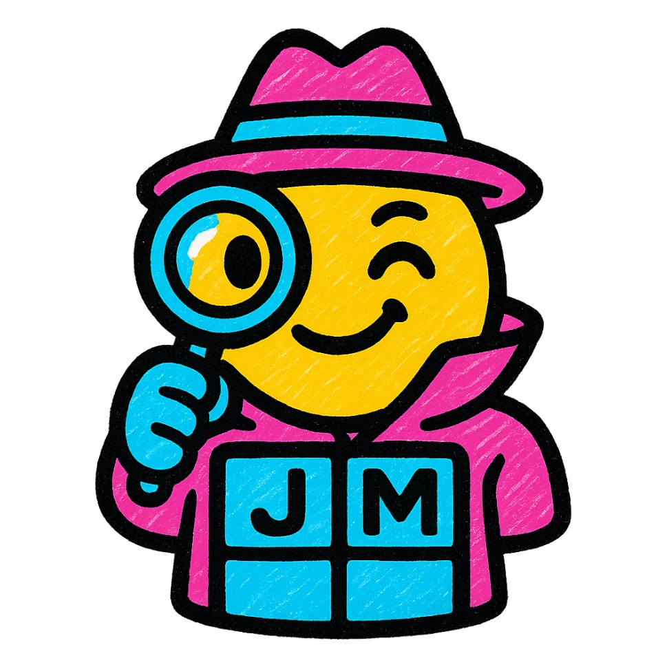 playful modern emoji representing jeux and motus (inspecteurs) theme, suitable for Discord bot server interface sticker