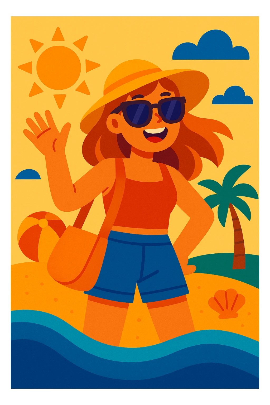 summer girl sticker