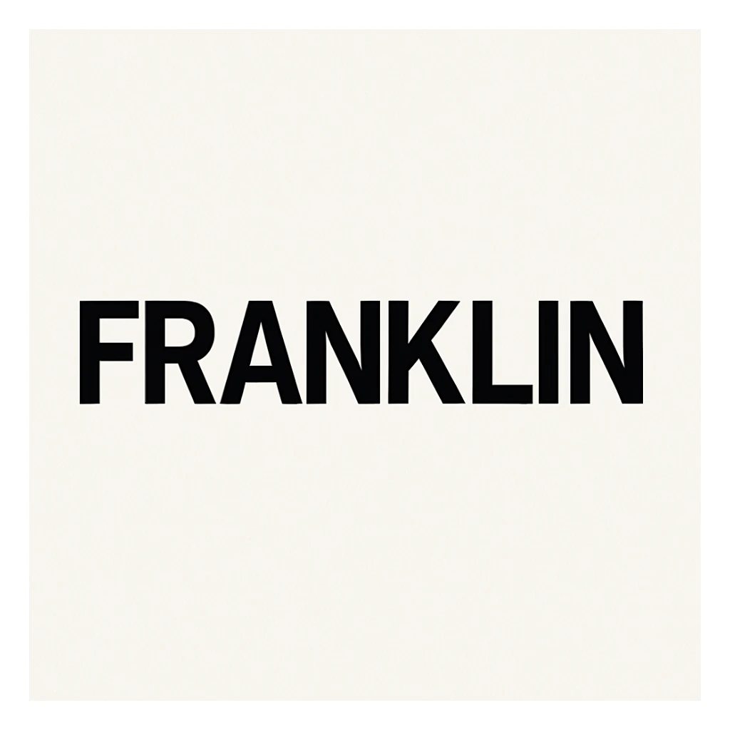 word mark 'FRANKLIN' in all caps, clean sans-serif Helvetica-inspired, bold, black sticker