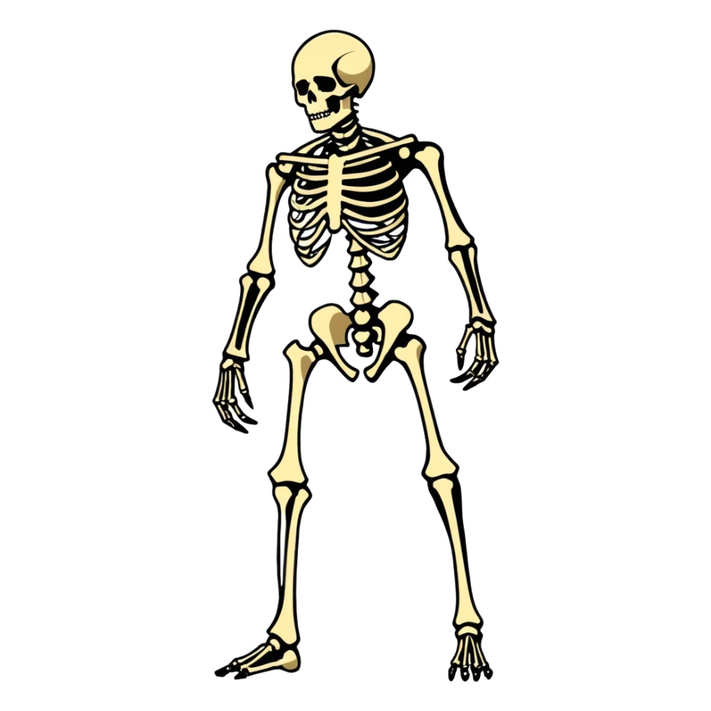 Eren Jeager's Founder Titan form, skeletal giant with exposed spine and ribs sticker