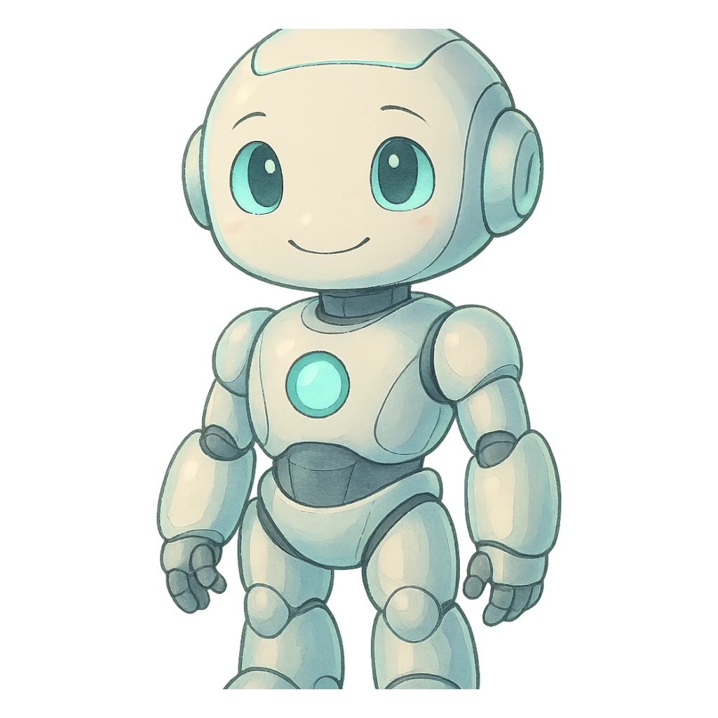 friendly and futuristic AI robot character sticker
