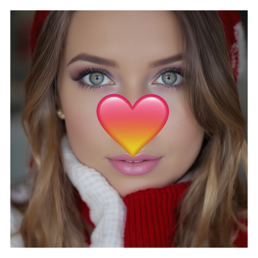 heart emoji with a gradient effect, professional photography style sticker