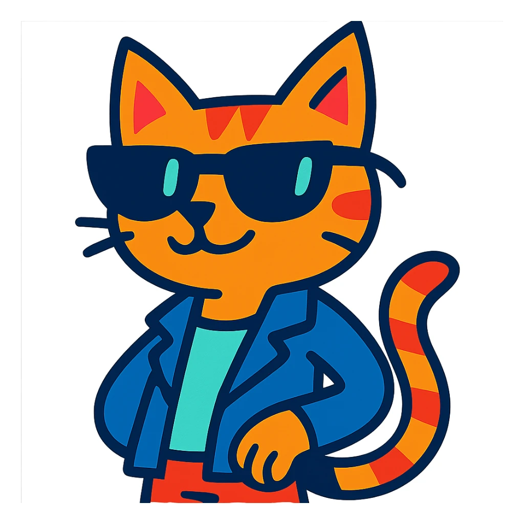 cool cat with sunglasses, vibrant style, confident vibe sticker