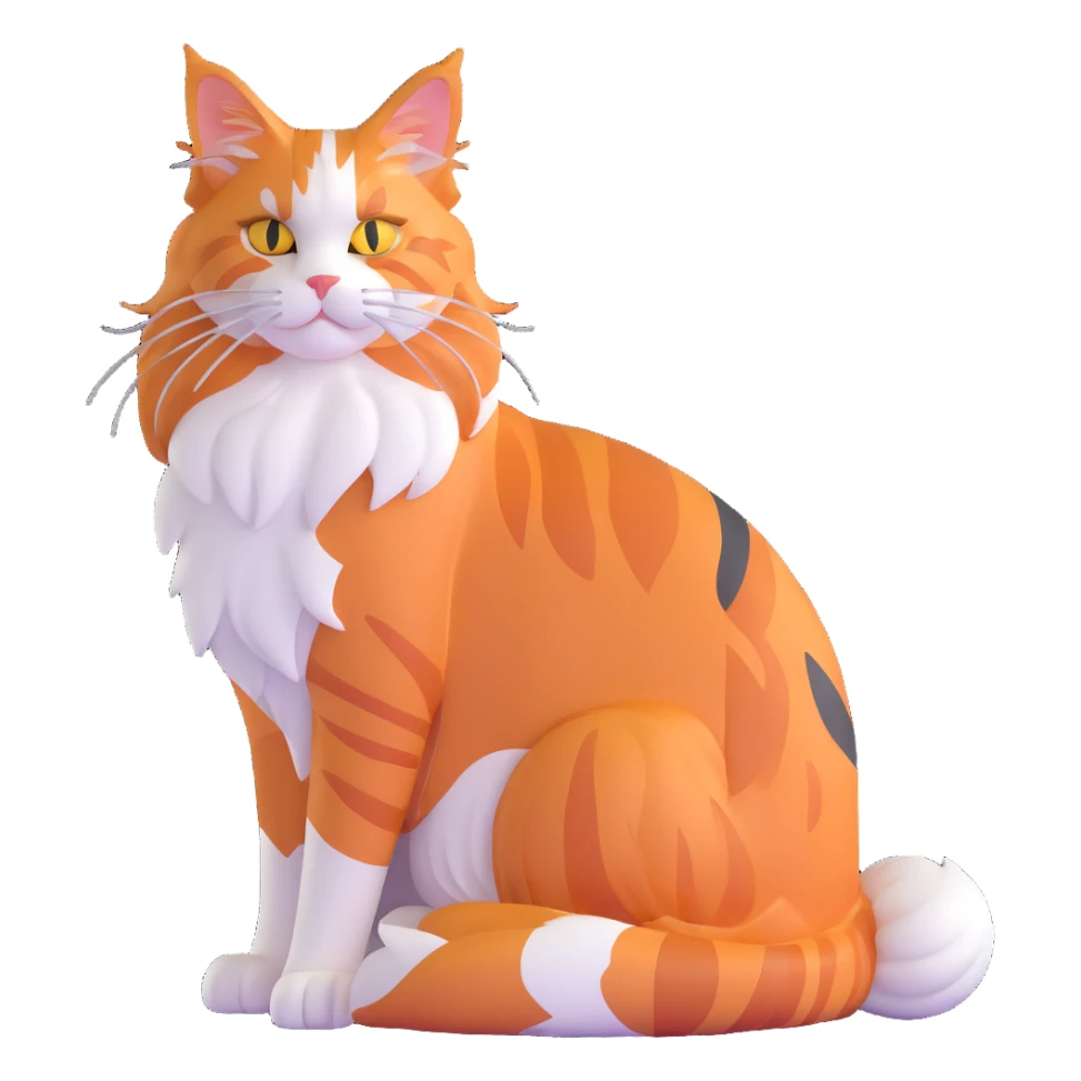 calico maine coon cat with orange, black and white patches sticker
