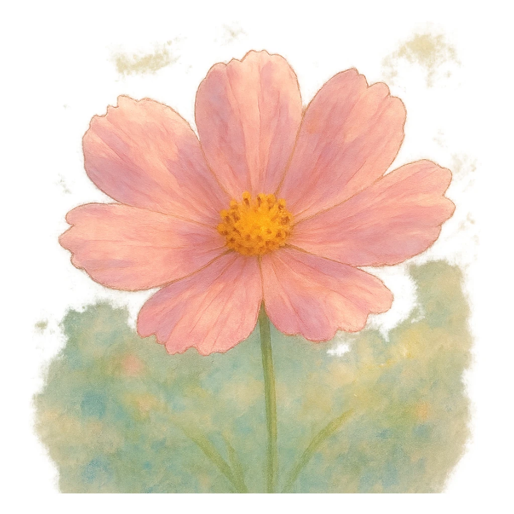 pink flower with delicate petals, dreamy lighting, soft painterly textures sticker