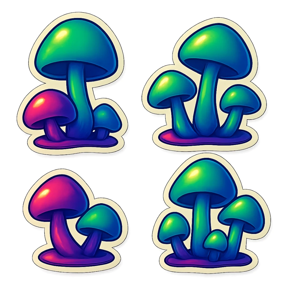 alien mushrooms. make a bunch of mushroom patches like the attached sticker