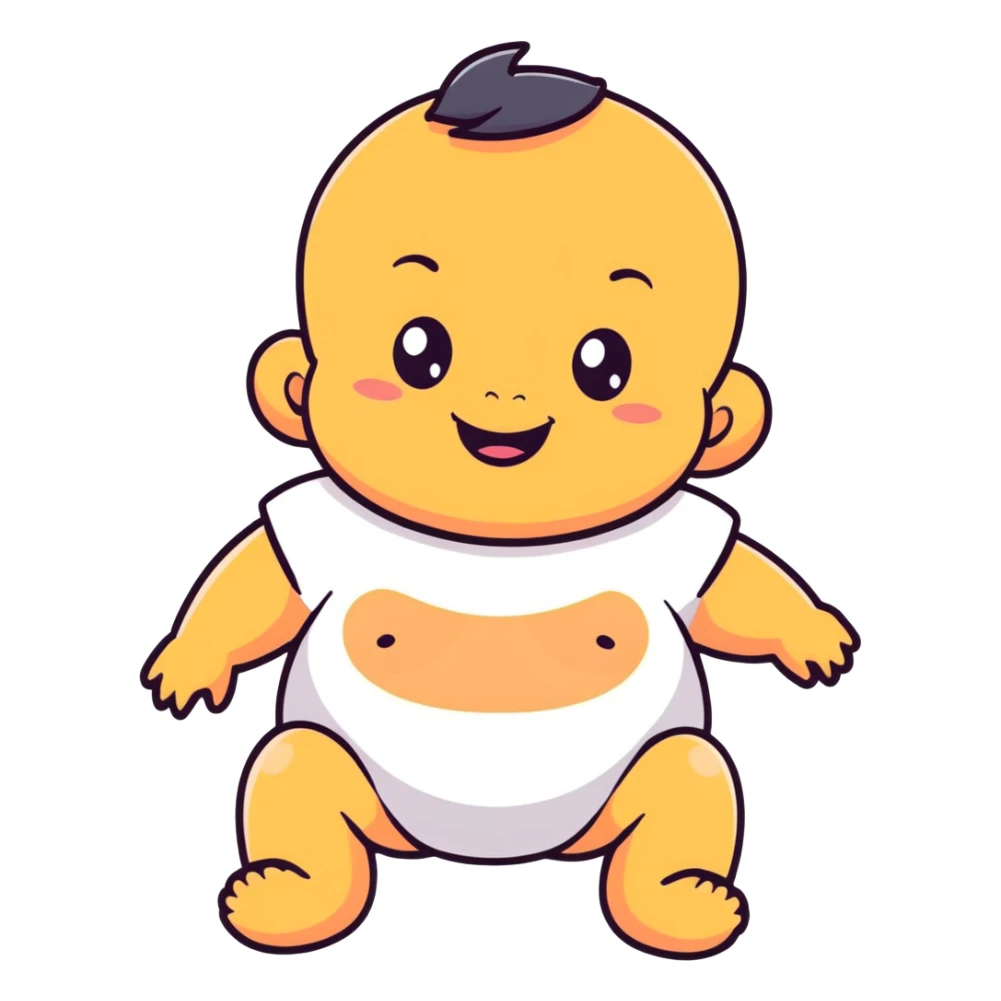 Adorable black baby with chubby face, bright eyes, intelligent look, smiling happily sticker