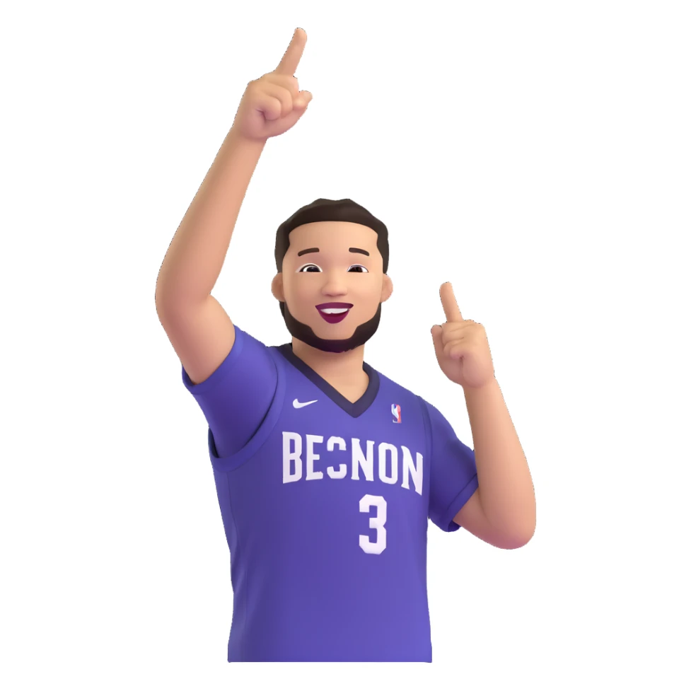 Jalen Brunson basketball celebration, pointing to the crowd sticker