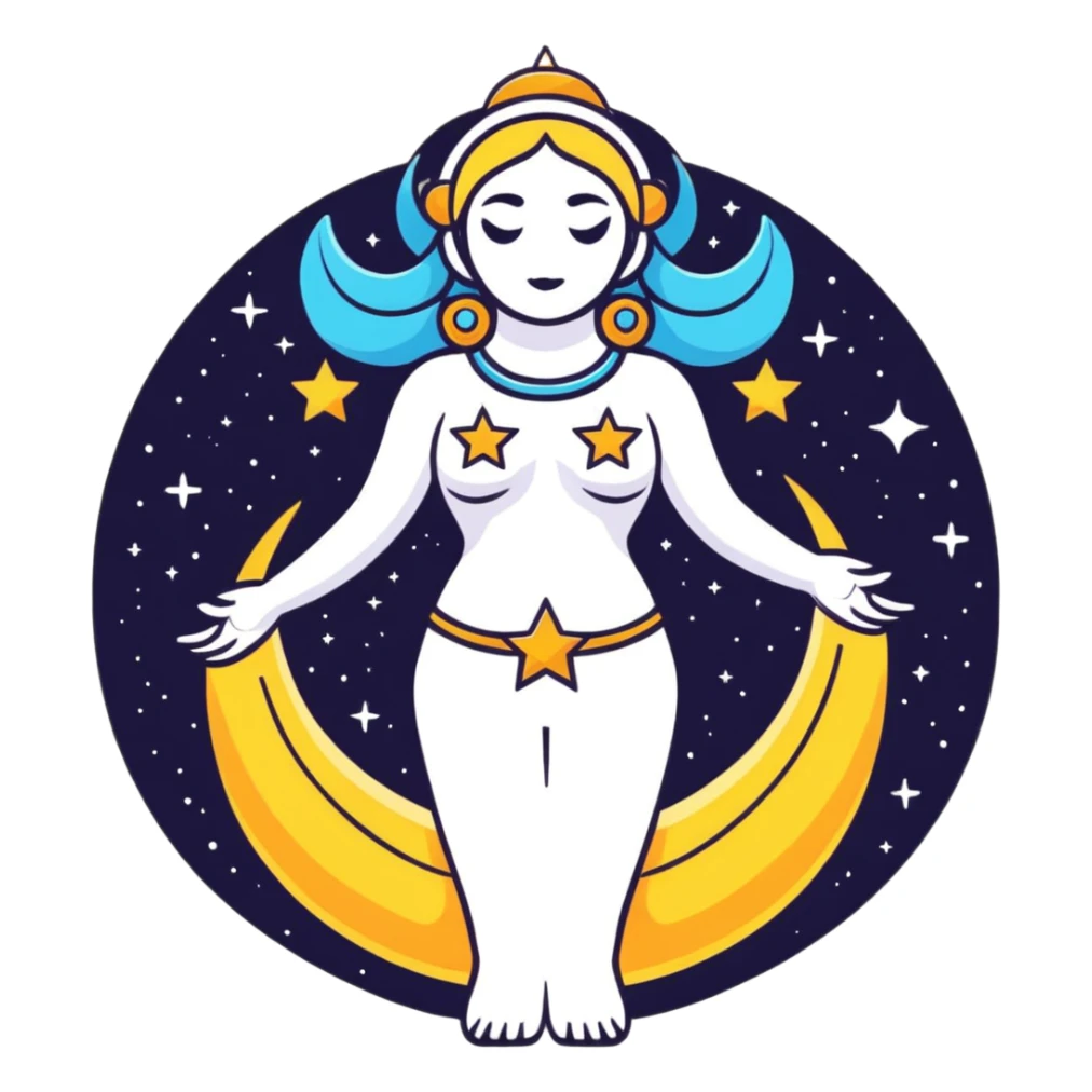 fullbody universe goddess with cosmic elements and stars sticker