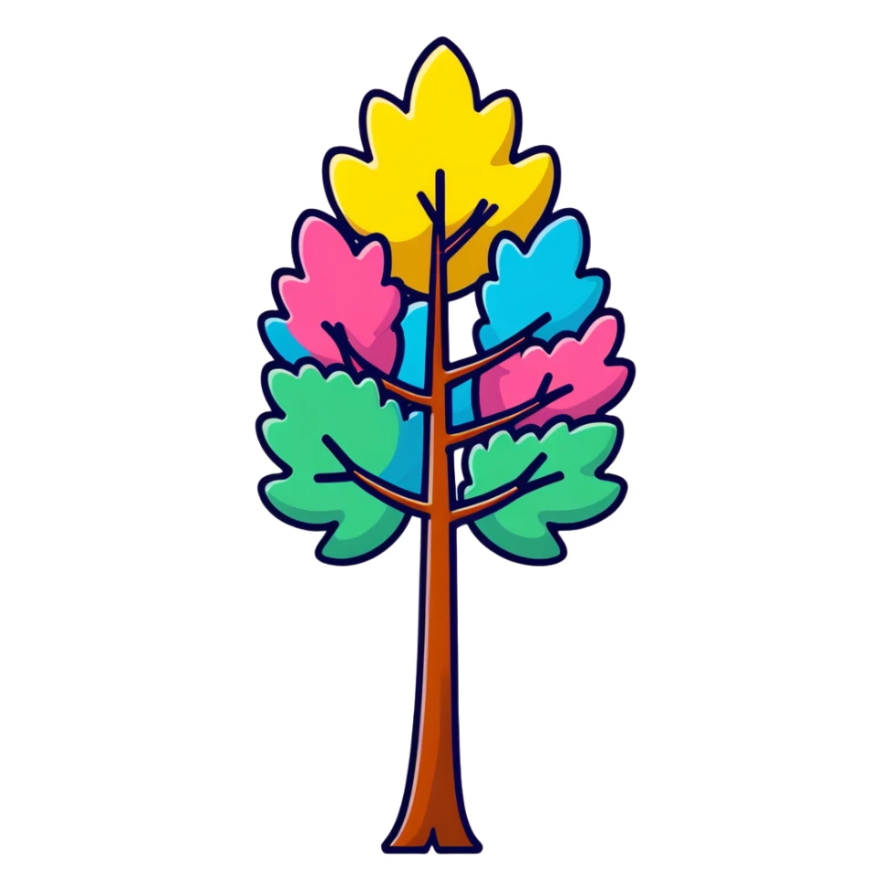 colorful fluffy Truffula tree from The Lorax with bright tuft on top and tall thin trunk sticker
