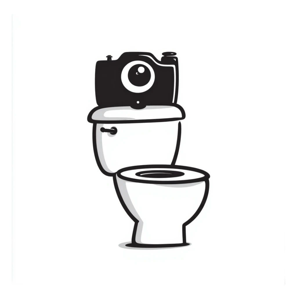 skibidi toilet character from the meme, toilet with camera head sticker
