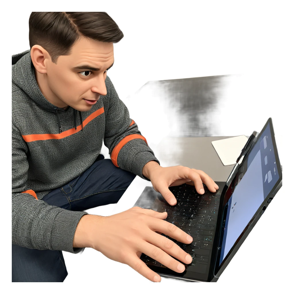 young man with tablet pc sticker