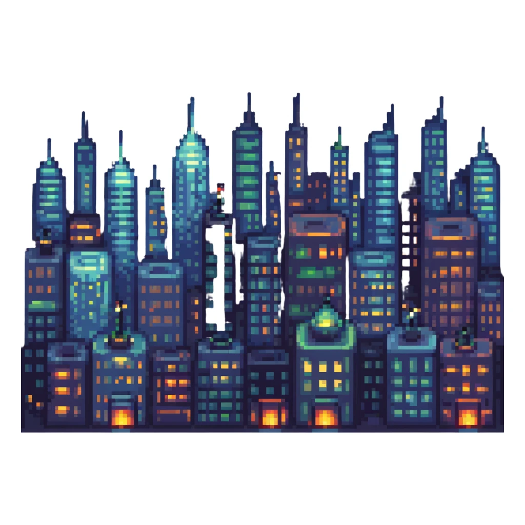 night cityscape with lights sticker