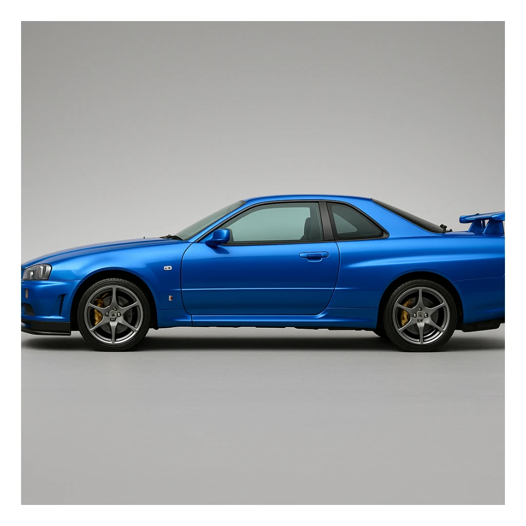 Nissan Skyline GTR R34, detailed, side view, vibrant colors sticker
