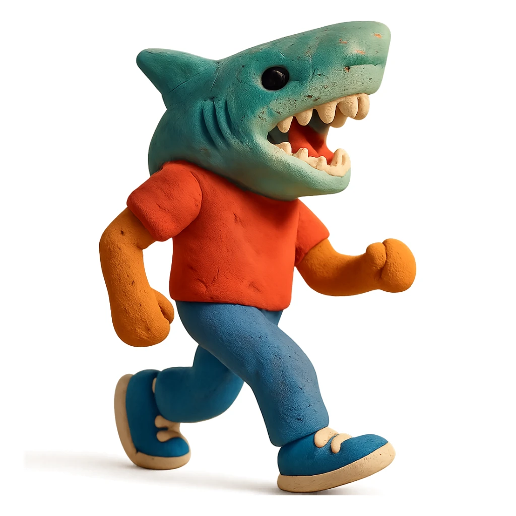 sports person in sneakers with a shark head sticker