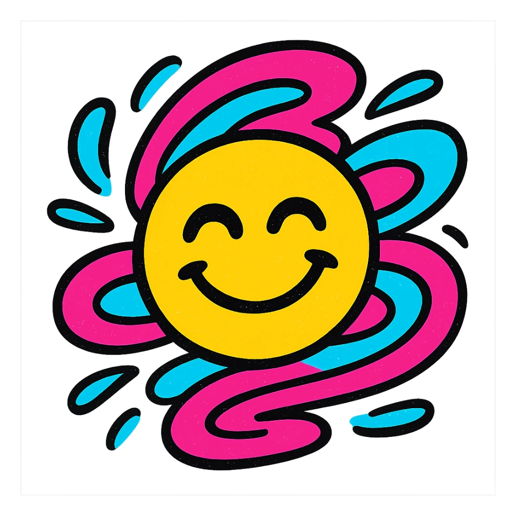 motion graphics emoji, abstract swirling lines, energetic, digital art feel sticker