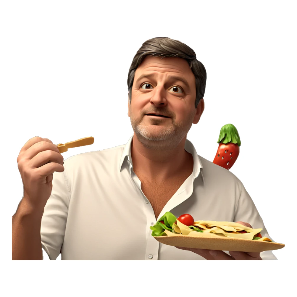 foodie portrait with hat sticker