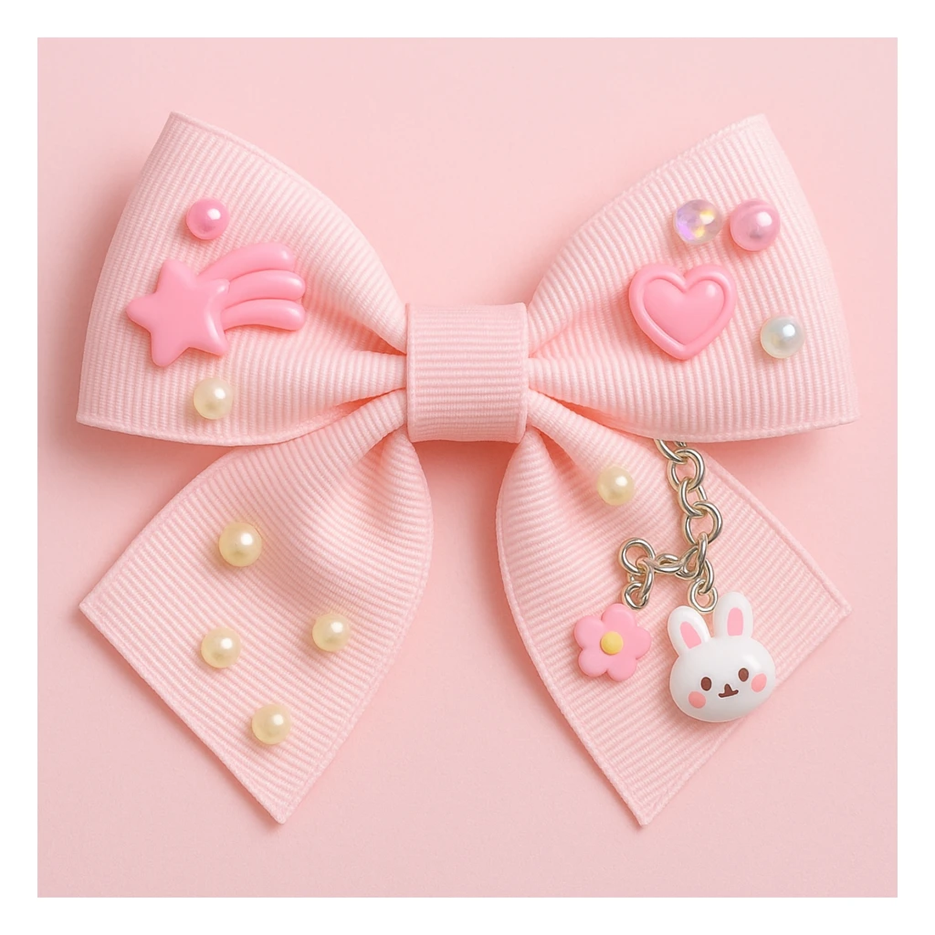 kpop bow with tiny charms and beads, cute and trendy sticker