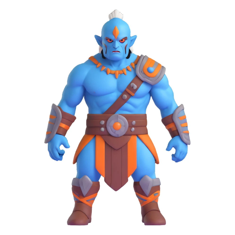 blue-skinned giant warrior with stitched skin sticker