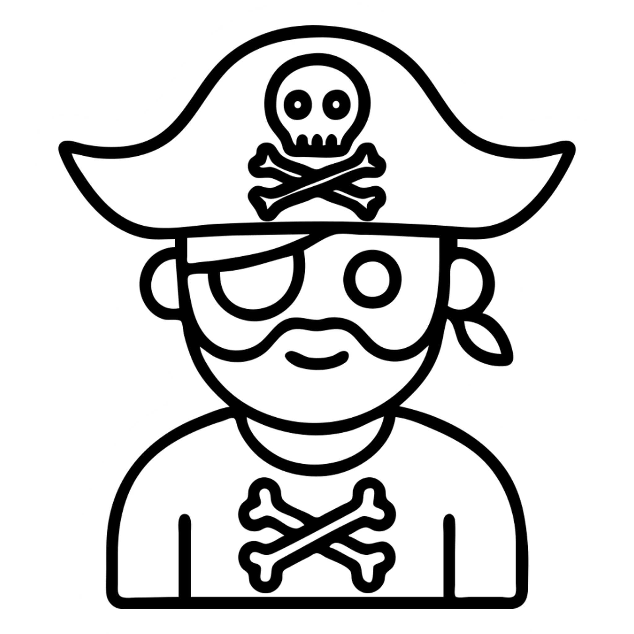 A pirate with the face of the man in the reference image, clean lines. sticker