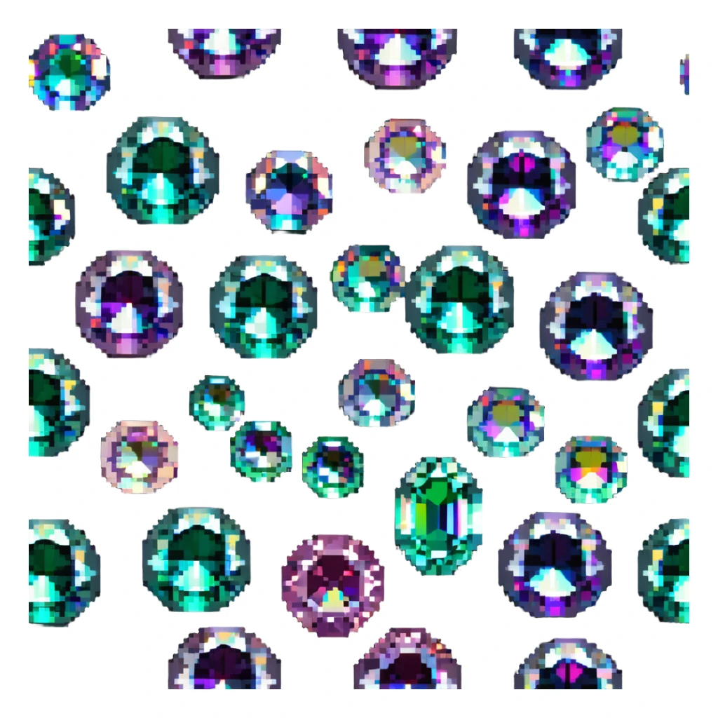 round cut alexandrite gemstone with color-changing properties and holographic sparkle effect sticker