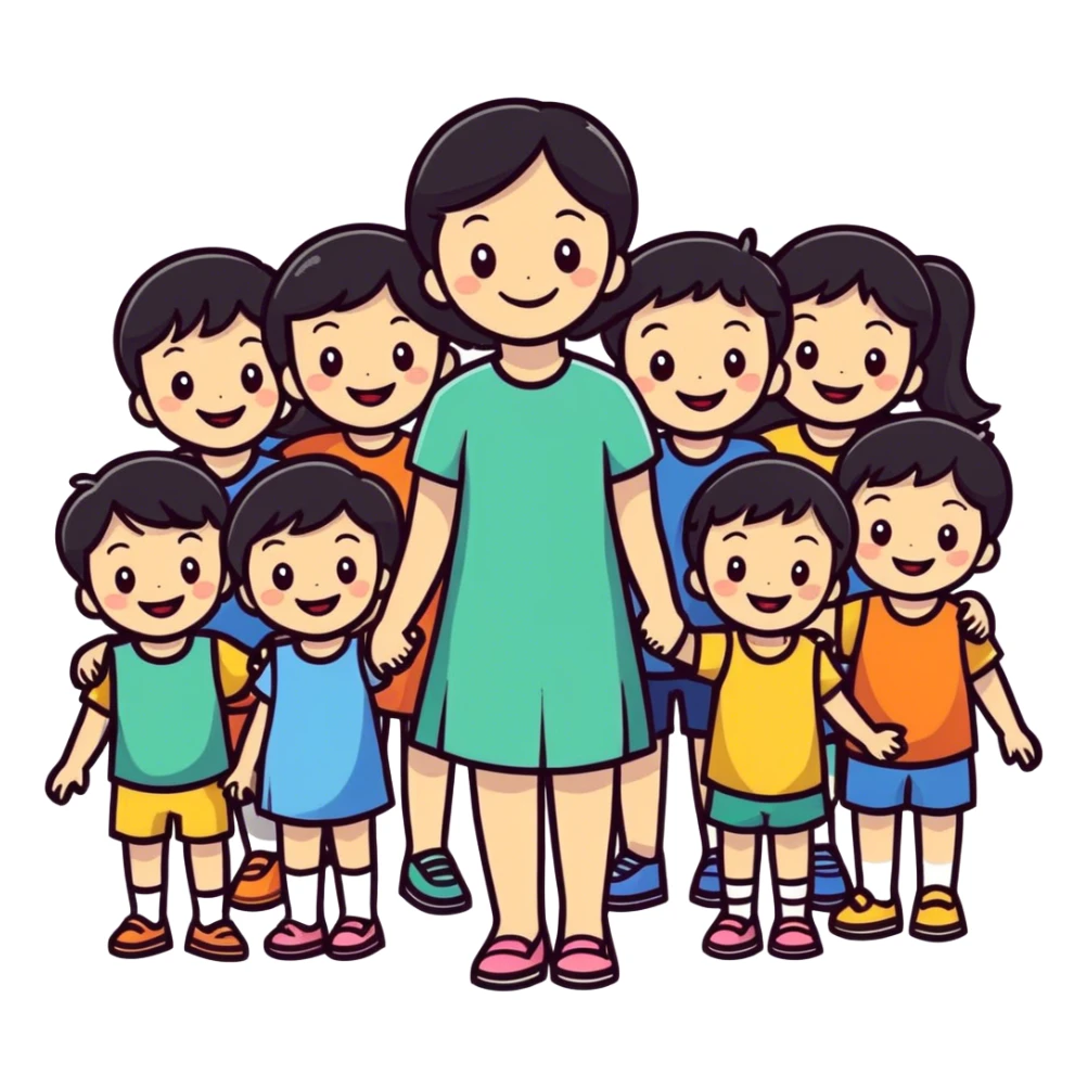 Girl with 10 kids sticker