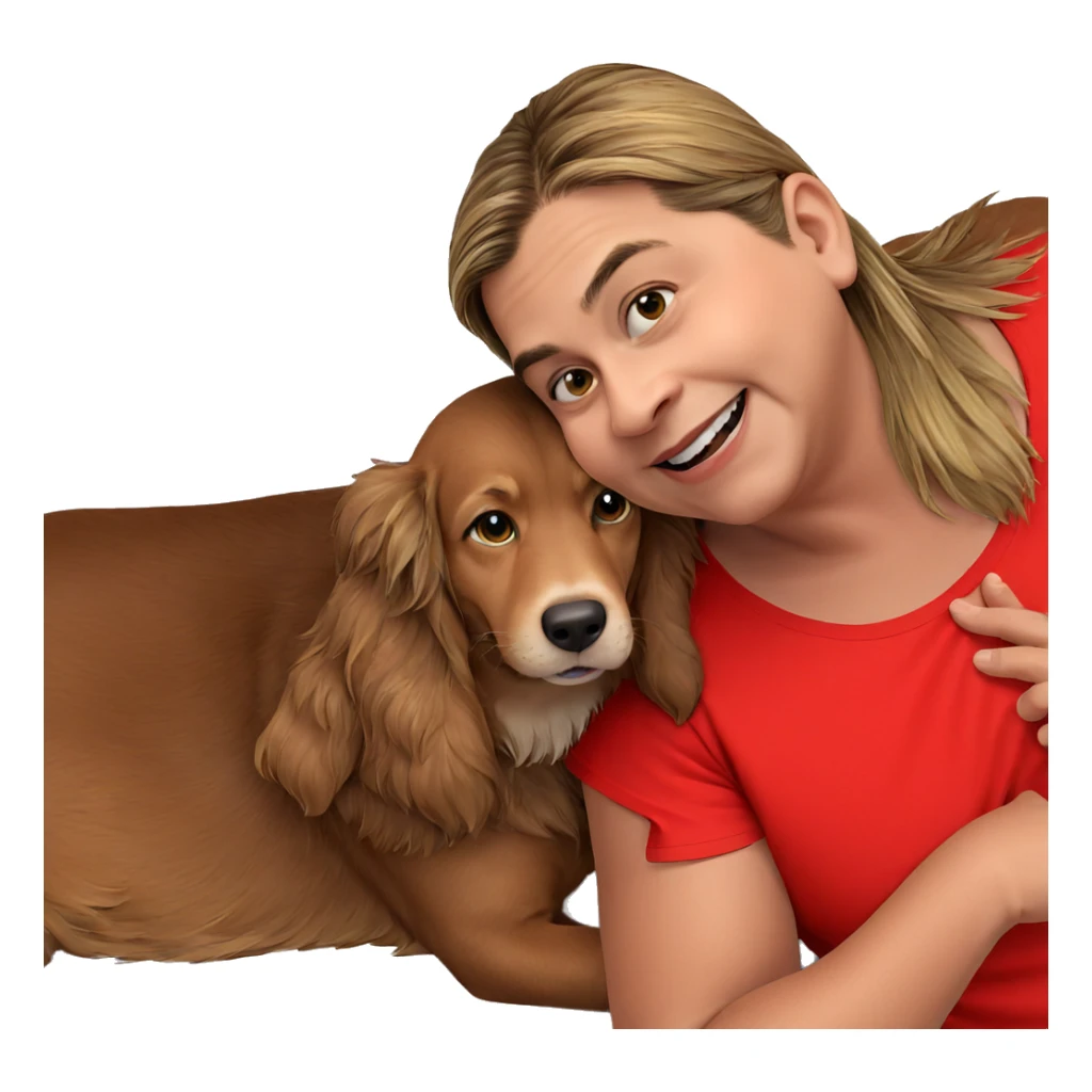 smiling boy with dog sticker