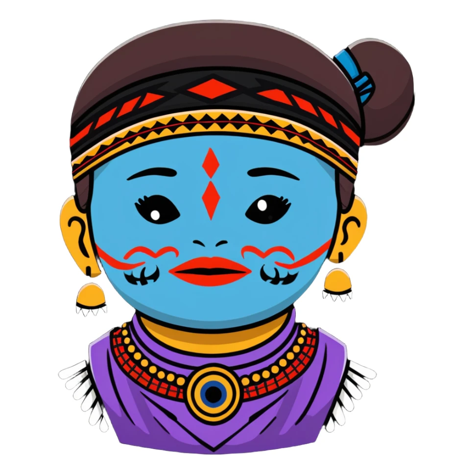 Toltec person with face paint and traditional attire sticker