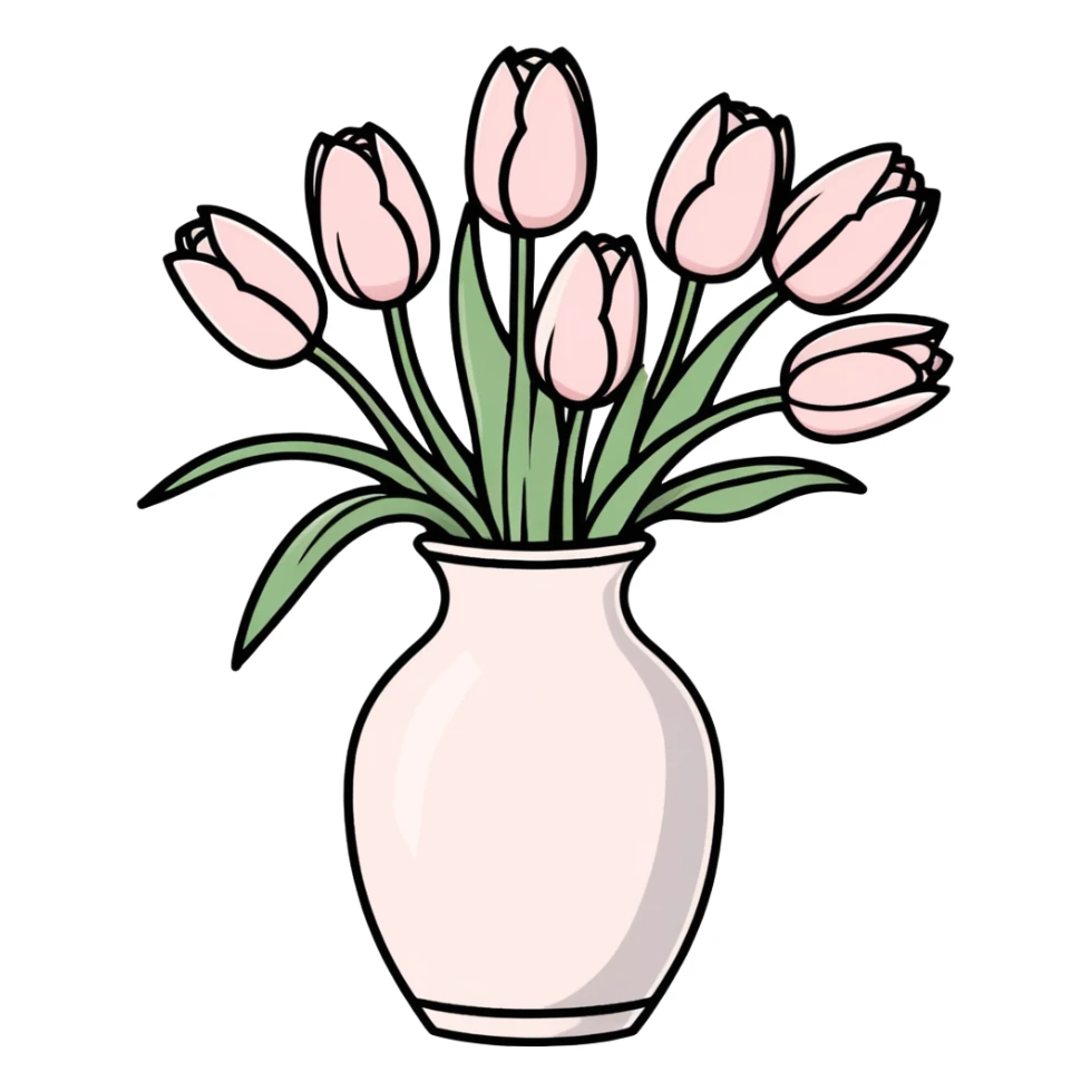 Light pink tulips in white vase sticker