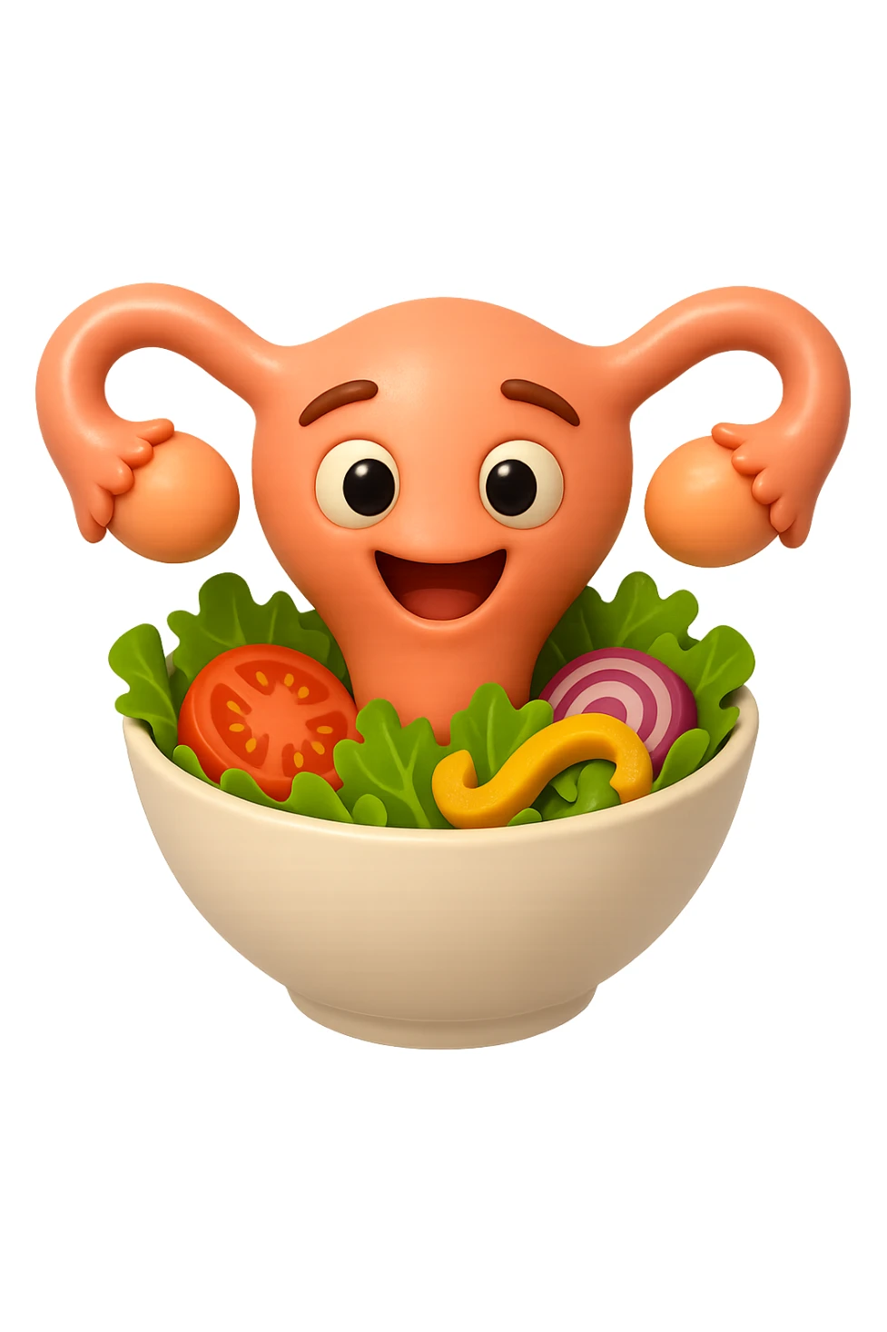EMOJI STILE IPHONE 3D DI un utero che esce da una bowl di insalata sticker