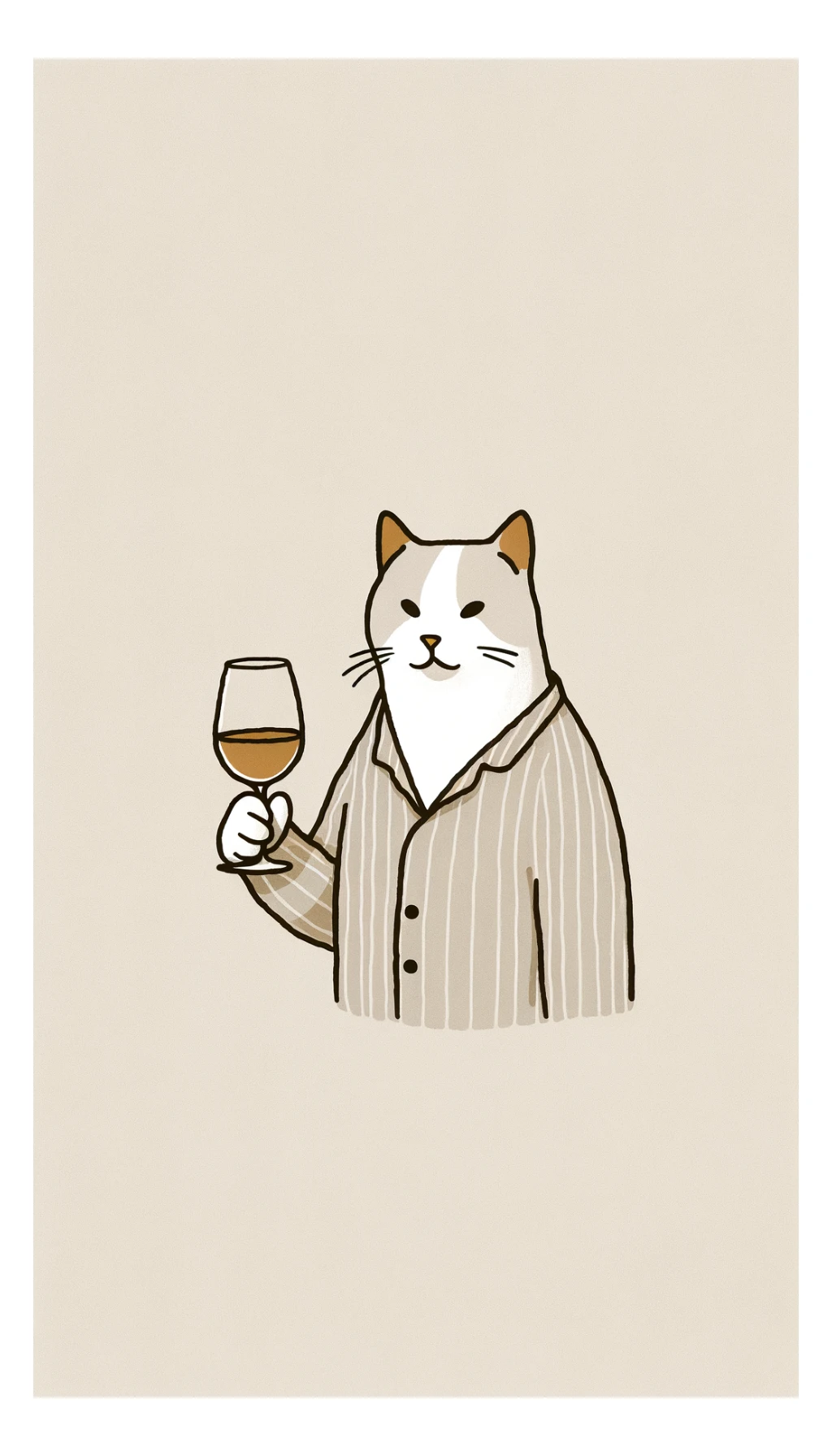 кот с бокалом вина в лапе в нарисованном стиле с нейтральным фоном sticker