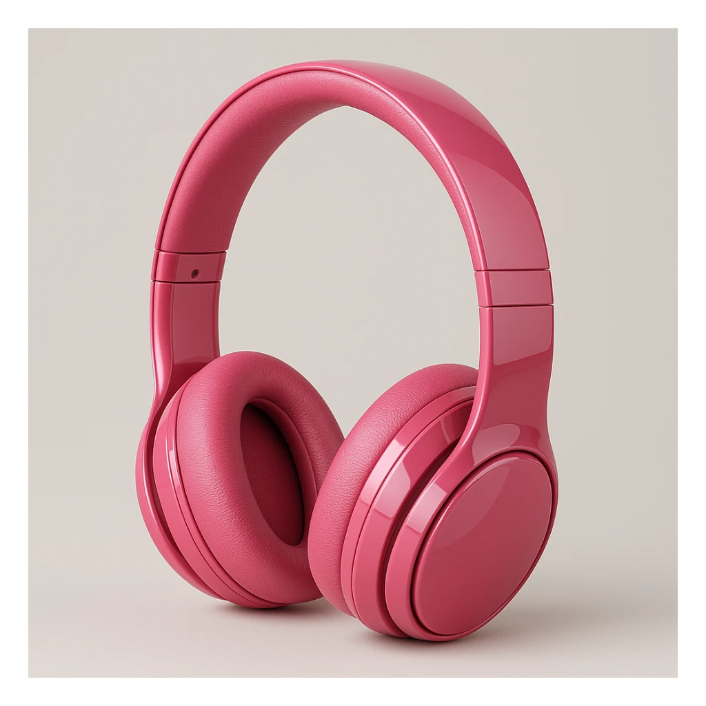 pink headphones, modern, glossy sticker