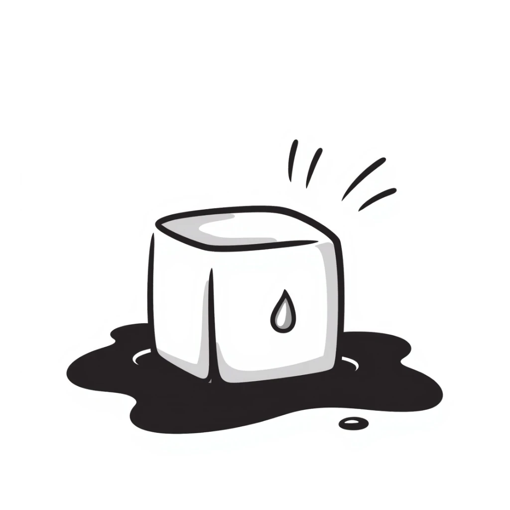 hand drawn doodle style ice, black outline, minimal detail sticker