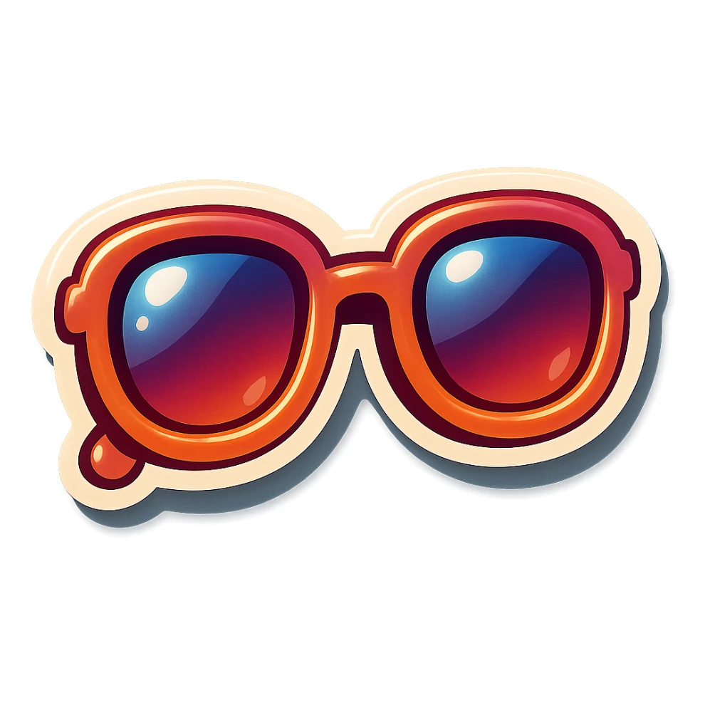 glasses, retro stickers style, clear outlines, strong shadows and highlights, fun and not too complex sticker