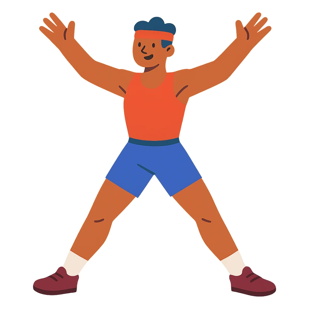 athletic person doing jumping jacks, dynamic pose sticker