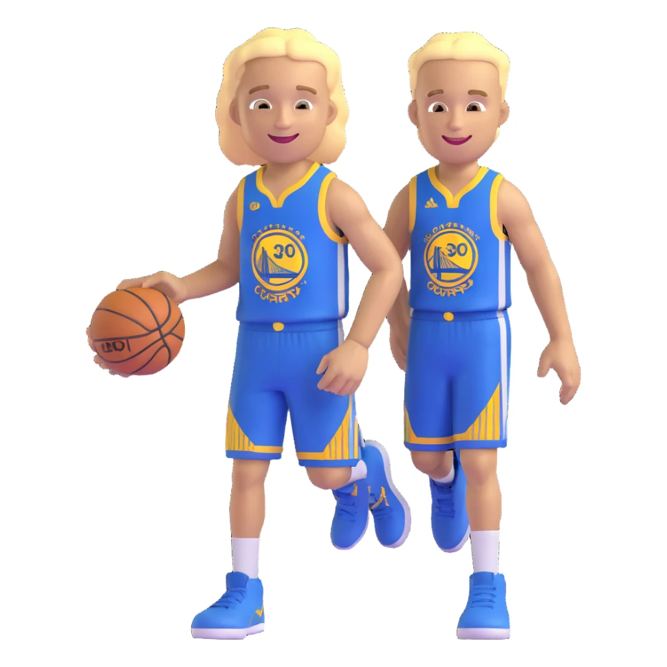 Stephen Curry with blonde hair, no beard, smiling sticker