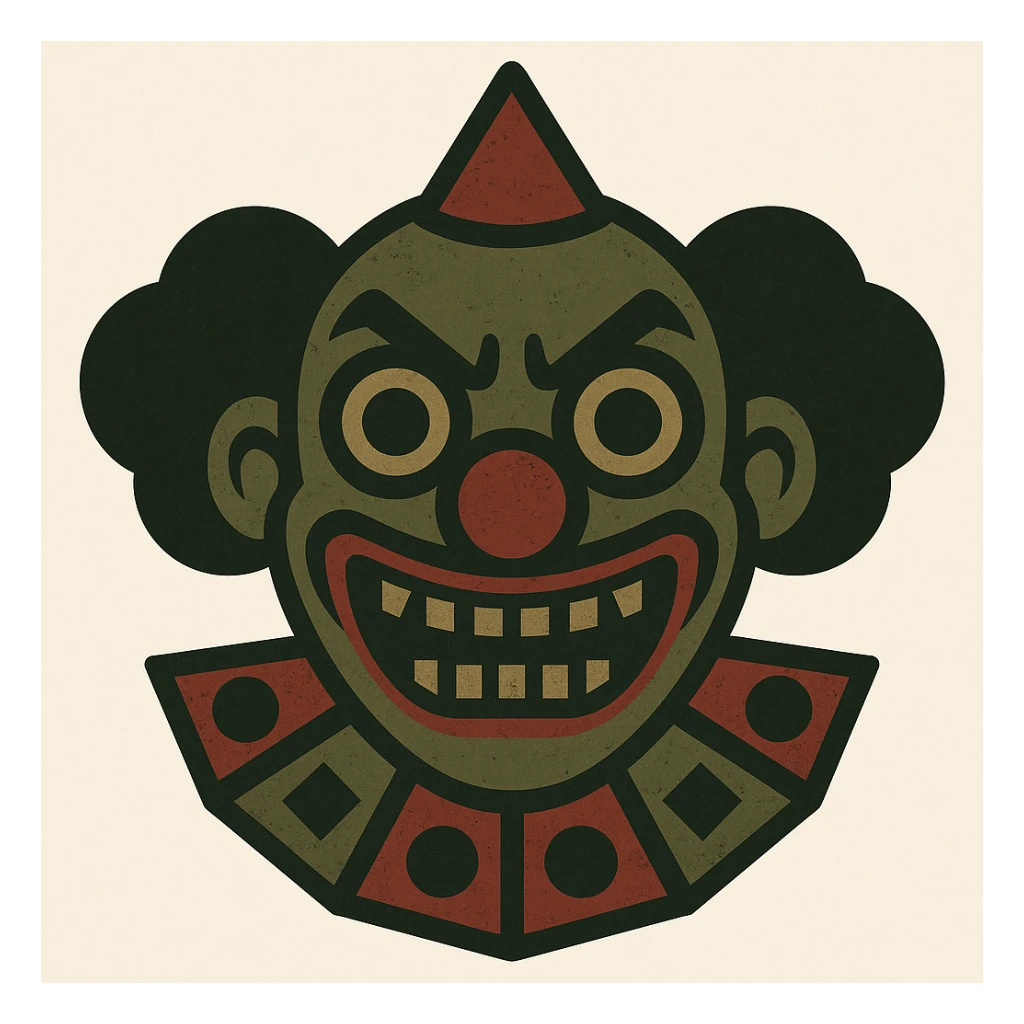 Hunt Showdown clown, more circle/square, to be clear visible on small size sticker