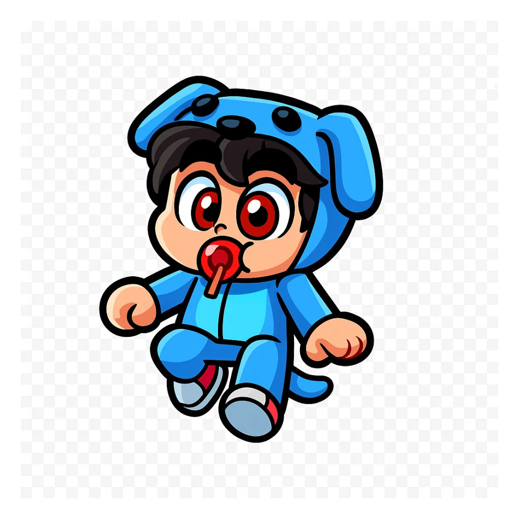 Extract the character from the background, including the clothes and accessories they are wearing, and place on a transparent background. Keep the original style and appearance exactly the same. and separately give me the picture

 sticker