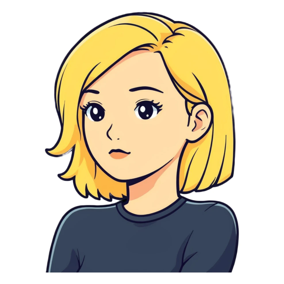 woman with blonde hair thinking sticker