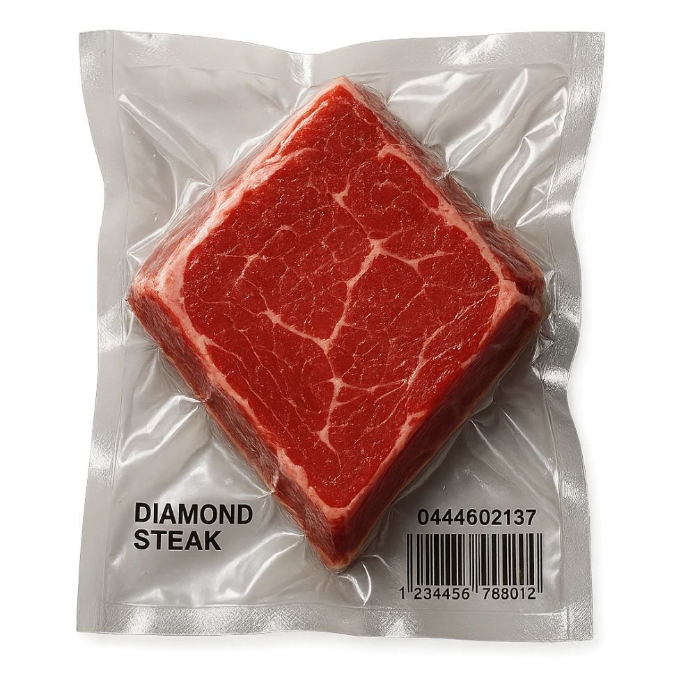 diamond steak, glossy and puffy vacuum-sealed style sticker