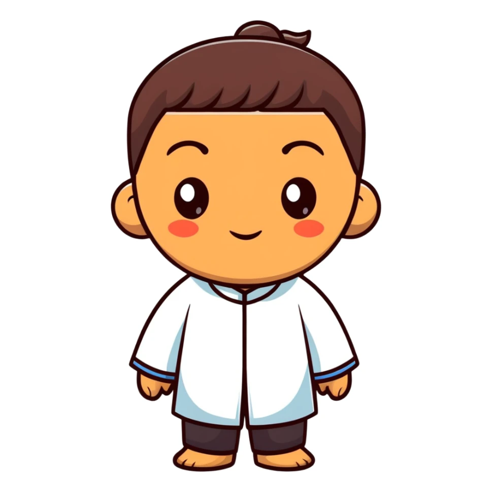 Person with Chinese appearance, darker skin tone, and narrow eyes, friendly expression sticker